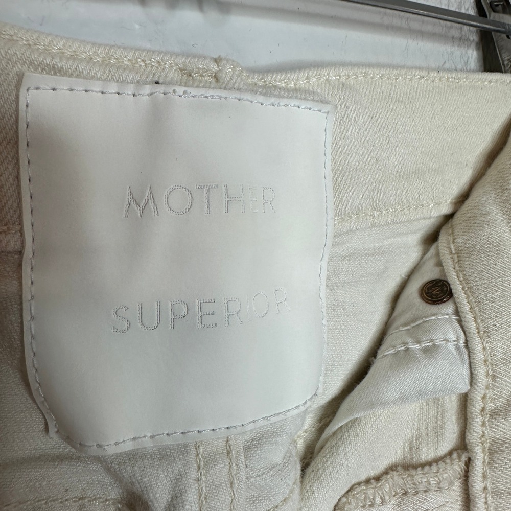 MOTHER The Half Pipe High-Rise Ankle Jeans Ivory Wide Leg Barrel Size 31 - Picture 9 of 12